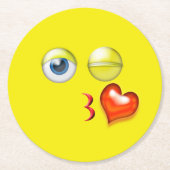 Bgloing Kiss Emoji Ronde Kartonnen Onderzetter (Voorkant)