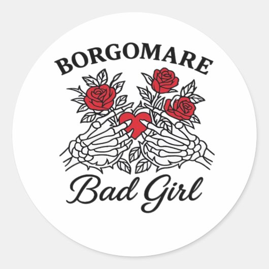 BGM Bad Girl II Classic - Skelet Hart Handen Ronde Sticker (Voorkant)