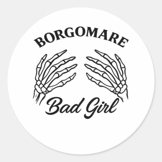 BGM Bad Girl - Skelet Hart Handen Ronde Sticker (Voorkant)