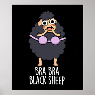 BH-BH Zwart Schaap Grappig Dier Pun Donker BG Poster