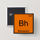 Bh - Biohazard Chemie Elementsymbool Grappige T-sh Vierkante Button 5,1 Cm (Voorkant /achterkant)