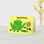 BH- Funny Frog Birthday-kaart Kaart (Gele Bloem)