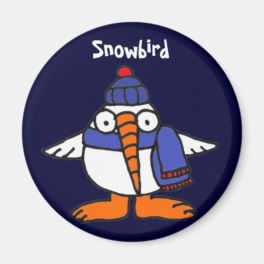 BH- Grappige sneeuwvogelmagneet Magneet (Voorkant)
