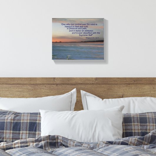 Bhagavad Gita Quote Canvas, "Een die controle heef Canvas Afdruk (Insitu (Slaapkamer))