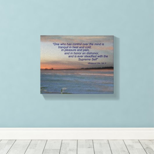 Bhagavad Gita Quote Canvas, "Een die controle heef Canvas Afdruk (Insitu (Houten vloer))