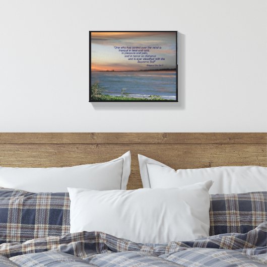 Bhagavad Gita Quote Canvas, "Een die controle heef Canvas Afdruk (Insitu (Slaapkamer))