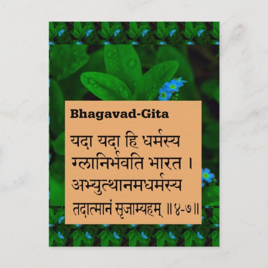 BHAGWAT GEETA Sloka Ch 4/7 Incarnatie onthuld Briefkaart (Voorkant)