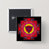 Bhairavi Yantra Vierkante Button 5,1 Cm (Voorkant /achterkant)