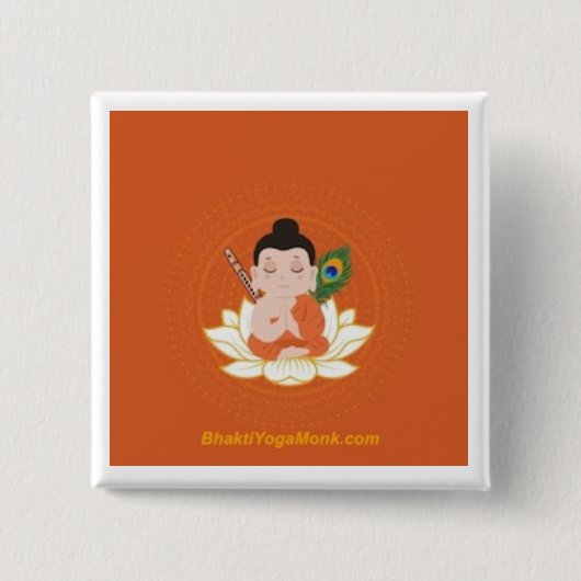BhaktiYogaMonk Vierkante Knop Button 5,1 Cm (Voorkant)
