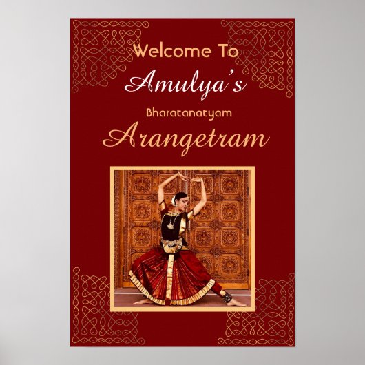 Bharatanatyam Arangetram welkomstbord, personalise Poster (Voorkant)