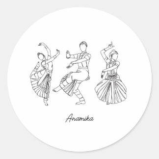 Bharatanatyam Dance aangepaste naam Ronde Sticker