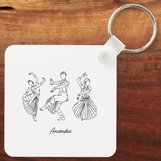 Bharatanatyam Dance aangepaste naam Sleutelhanger (Achterkant)
