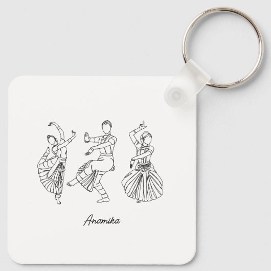 Bharatanatyam Dance aangepaste naam Sleutelhanger (Achterkant)