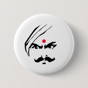 Bharathiyar Angry Face Tamil Poet Quote Ronde Button 5,7 Cm