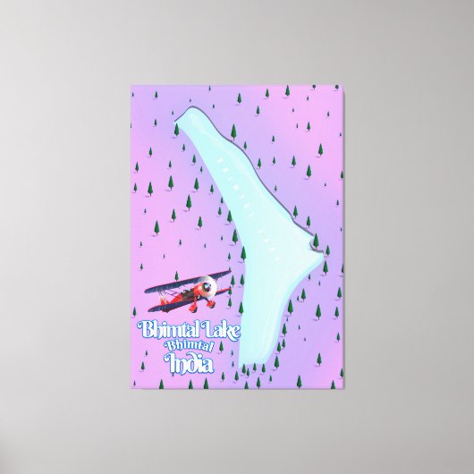 Bhimtal Lake Bhimtal India reisposter. Canvas Afdruk (Voorkant)