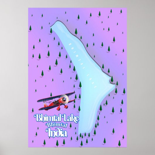 Bhimtalmeer Bhimtal India reisposter. Poster (Voorkant)