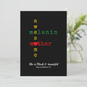 BHM MELANIN MOEDER Spreuken Zwarte Geschiedenis Ma Feestdagenkaart (Staand voorkant)