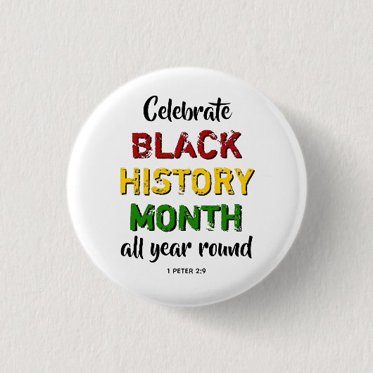 BHM viert Zwarte Geschiedenis Maand Christelijke B Ronde Button 3,2 Cm (Voorkant)