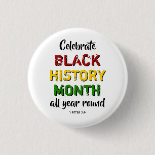 BHM viert Zwarte Geschiedenis Maand Christelijke B Ronde Button 3,2 Cm