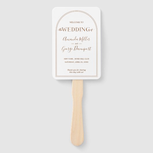 BHO Arches terracotta bruiloftprogramma fan Handwaaier (Voorkant)