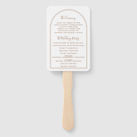 BHO Arches terracotta bruiloftprogramma fan Handwaaier (Achterkant)