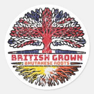 Bhutan Bhutanese Brits - Brits - Bergoldvlag Ronde Sticker