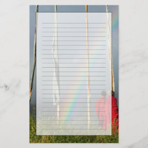 Bhutan, dorp Gangtey, regenboog boven twee monnike Briefpapier
