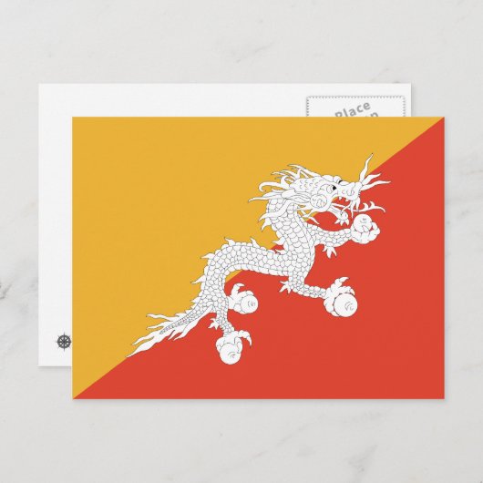 Bhutan Flag Briefkaart (Voorkant / Achterkant)