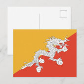 Bhutan Flag Briefkaart (Voorkant / Achterkant)
