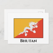 Bhutan Flag Briefkaart (Voorkant / Achterkant)