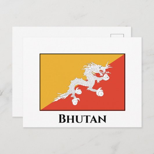 Bhutan Flag Briefkaart (Voorkant / Achterkant)