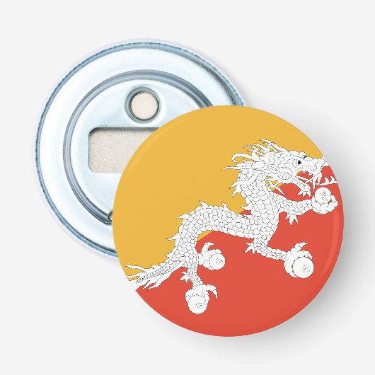 Bhutan Flag Button Flesopener (Voorkant)