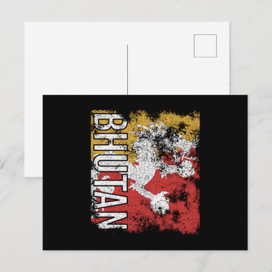 Bhutan Flag Distressed Briefkaart (Voorkant / Achterkant)