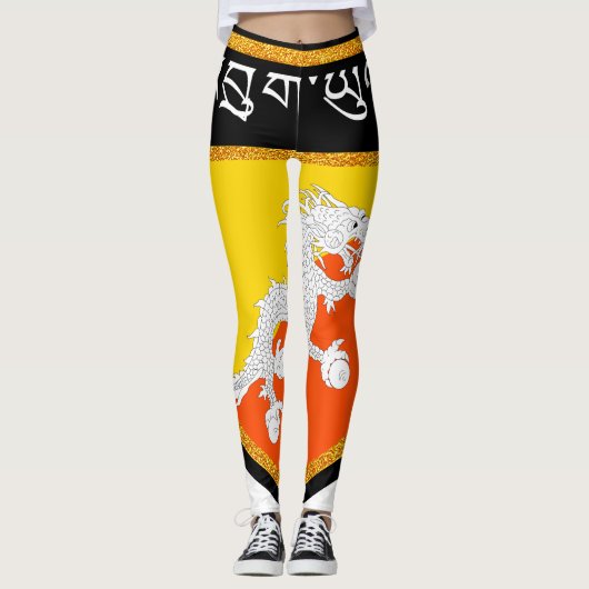 Bhutan Flag Leggings (Voorkant)