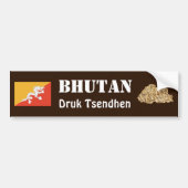 Bhutan Flag + Map Bumpersticker (Voorkant)
