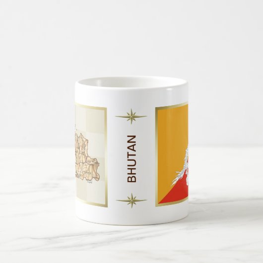 Bhutan Flag + Map Mok (Center)