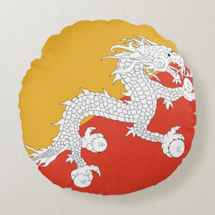 Bhutan Flag Rond Kussen