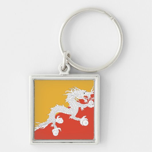 Bhutan Flag Sleutelhanger (Voorkant)