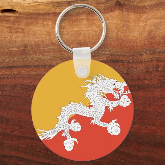 Bhutan Flag Sleutelhanger (Voorkant)