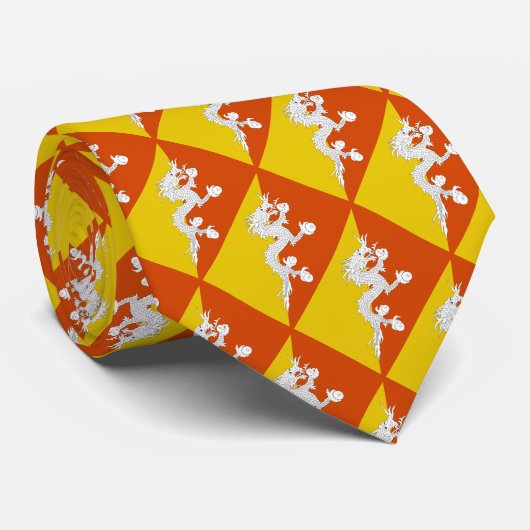 Bhutan Flag Stropdas (Opgerold)