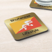 Bhutan Flag+Text Onderzetter (Linkerzijde)