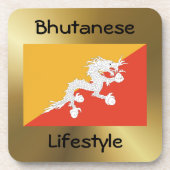 Bhutan Flag+Text Onderzetter (Voorkant)