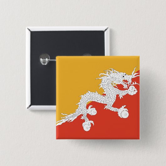 Bhutan Flag Vierkante Button 5,1 Cm (Voorkant /achterkant)
