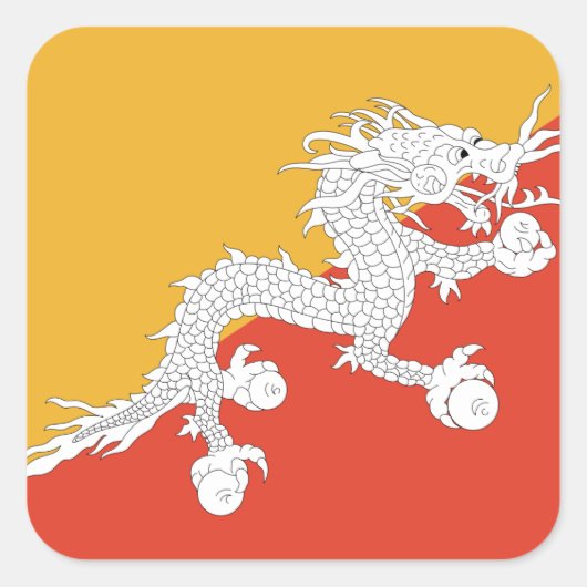 Bhutan Flag Vierkante Sticker (Voorkant)