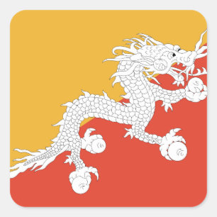 Bhutan Flag Vierkante Sticker
