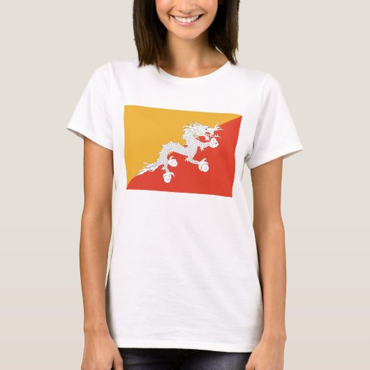 Bhutan Flag x Map T-Shirt (Voorkant)