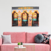 Bhutan gebedsmolens canvas afdruk (Insitu (Woonkamer))