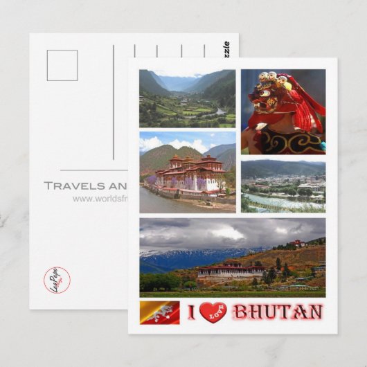 Bhutan - I Love - Briefkaart (Voorkant / Achterkant)