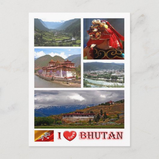 Bhutan - I Love - Briefkaart (Voorkant)