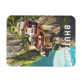 Bhutan Illustration Travel Art Vintage Magneet (Horizontaal)